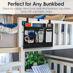 Bedside Caddy Storage Organizer, Hanging Storage Bag Pocket for Bunk/Hospital Beds,College Dorm Organizer for Remotes Phone,College Dorm,Camp,Bed Rails(4 Pockets),Black