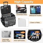 HODRANT Large Rolling Cleaning Caddy with Detachable Trolley & Lid, Cleaning Cart on Wheels with Shoulder Strap & Handles, Cleaning Supplies Organizer with Multi Pockets for Cleaning Tools Storage