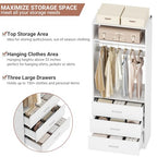 Besiost Closet System Set of 4, 8FT Closet Systems with 12 Wood Drawers, 96" Closet Organizer System with 4 Hanging Rods & 4 Shelves, Heavy Duty 96 Inch Walk-in Closet, White (96"L x 15" W x 80" H) - color: White, size: 8FT