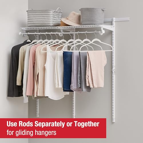 Rubbermaid Configurations Custom Closet Kit 2-4 Ft. Adjustable Metal Wire Shelving White Finish Expandable Organization System Hardware Included for Home Closet/Pantry/Laundry/Mudroom - color: White, size: 2-4 Feet