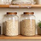 KEYWING 1 Gallon Large Glass Jars With Airtight Lid, 2Pcs Glass Food Storage Containers With Lids, Flour Rice Contianers for Pantry Kitchen Organization Egg Cookie Sugar Cereal (128 oz /3800ml) - size: 1 Gallon/ 128 Fl.oz