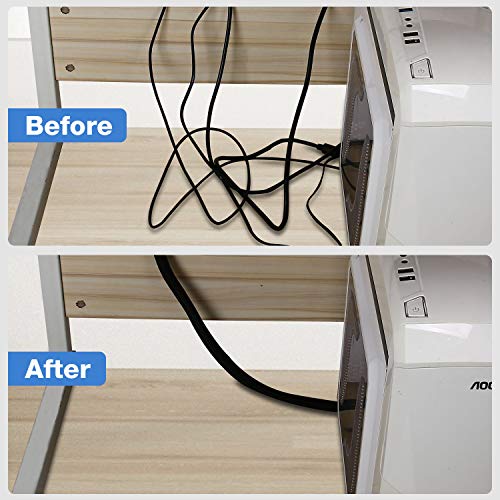 JOTO 1 Pack Cable Management Sleeve, 26 Feet Cord Organizer System with Zipper for TV Computer Office Home Entertainment, Flexible Cable Sleeve Wrap Cover Wire Hider System -Black - color: Black, size: 1 Pack, 26 Feet