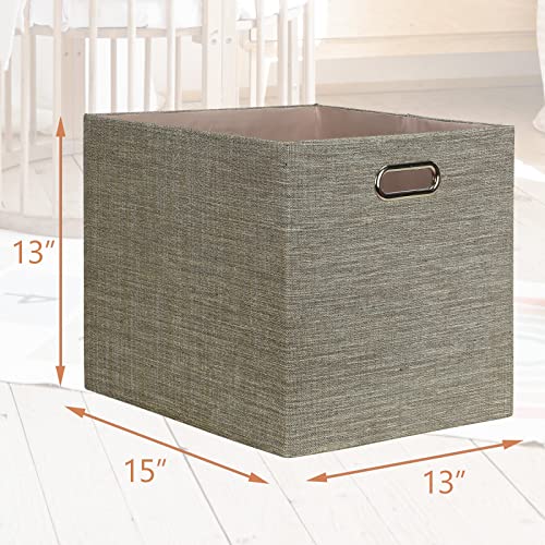 Posprica 13x15x13 Storage Cube Bins, Foldable Collapsible Storage Bins Boxes, Fabric Decorative Storage Baskets Organizer for IKEA Kallax, Shelves, Closet, Clothes, Toy, Set of 4-Coffee - color: Coffee