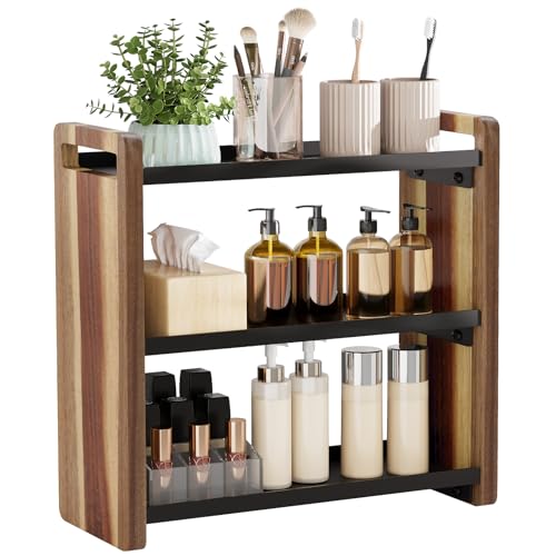 Bathroom Counter Organizer,Bathroom Counter Shelf,Bathroom Organizers,Under Sink Organizer,Cologne Organizer For Men,Cologne Cabinet,Spice Rack Organizer for Cabinet,Gifts(Brown 3 Tier) - color: Brown 3 Tier