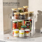 2 Pack 2 Tier Lazy Susan Turntable Organizer, Clear Rotating Lazy Susan, Spice Rack for Cabinet, Makeup and Perfume Organizer for Vanity, Counter Organizer Tray for Kitchen, Bathroom - size: 2 Pack - 2 Tier