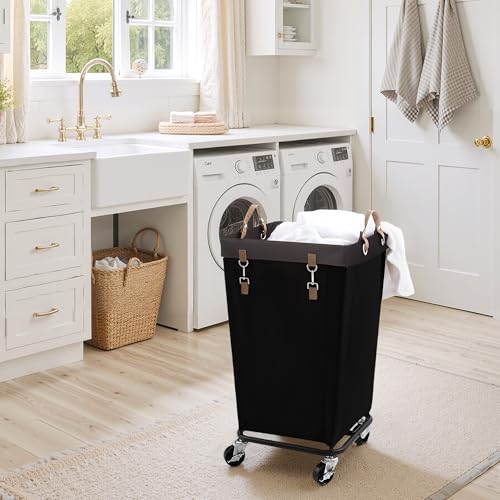 StorageWorks 110L Laundry Basket with Wheels, Large Rolling Hampers for Clothing Organizer, Dirty Clothes Basket for Hotel, Home, Closet, Dorm, Black - color: Black, size: 110L