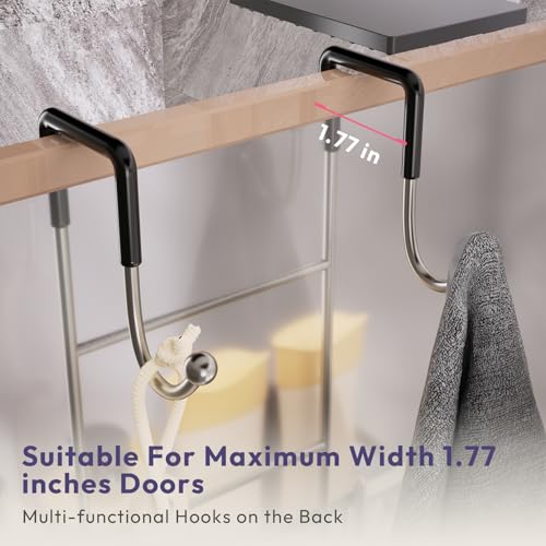 SWTYMIKI Over The Door Shower Caddy - Stainless Steel Hanging Shower Organizer With Soap Holder & 16 Hooks No Drilling Hanging Caddy Over Door To Organize Bathroom Essentials, Sand Nickel - color: Sand Nickel
