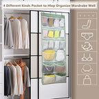 18 Pockets Over the Door Organizer with 4 Kind Pockets,Behind Door Shoes Rack,Back of Closet Storage Organization for Socks,Hat,Underwear,Luggage Packing,Hanging Holder Shelf in Home Dorm,Travel,Green - style: Large-Green: Pack of 1