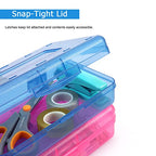 Tamaki 1 Pack Plastic Pencil Box Large Capacity Pencil Boxes Clear Boxes with Snap-tight Lid Stackable Design and Stylish Office Supplies Storage Organizer Box, Blue - color: Blue