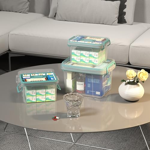 Covetree 2-Pack Clear Plastic Medicine Storage Organizer & First Aid Box – Multi-Layer Medicine Storage Box, Durable Medicine Organizer, Clear Medicine Storage Box for Home, Office & Travel