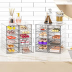 YFXCVSL Acrylic Makeup Organizer with 19 Drawers, 4 Pack Clear Storage Drawers, Bathroom Makeup Organizer for Palettes, Cosmetic, and Beauty Supplies,Ideal for Vanity, Cabinet,Desk Organization - size: 19 Drawers