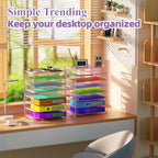 Simple Trending 2 Pack 8 Tier Letter Tray Paper - Mesh Desk File Organizer for Office School Desktop, Violet - color: 2 Pack 8 Tier Violet-Mesh Desk