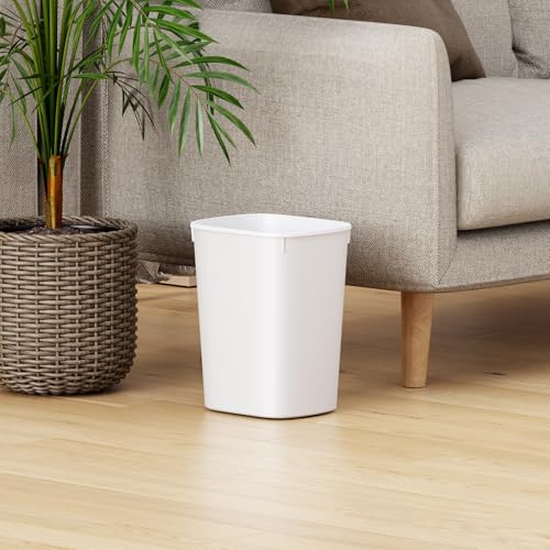 CEROELDA Small Bathroom Trash Can, 2.6 Gallon Slim Mini Garbage Can Small Trash Bin Plastic Waste Basket for Dorm Room, Bedroom, Office, Toilet (White) - color: 1 Pack-No Lid-White