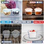 Small Glass Containers 6 Pack, 6 oz Reusable, Airtight, Leakproof Mini Food Storage Containers with Lids