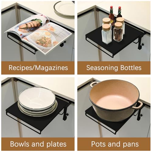 Folding Stainless Steel Door Hook Organizer RV Foldable Shelf Countertop Shelf Kitchen Cabinet Storage Space-Saving Folding Shelves for Kitchen, Bathroom, RV, Camper, Balcony