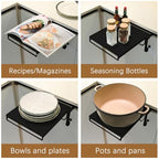 Folding Stainless Steel Door Hook Organizer RV Foldable Shelf Countertop Shelf Kitchen Cabinet Storage Space-Saving Folding Shelves for Kitchen, Bathroom, RV, Camper, Balcony