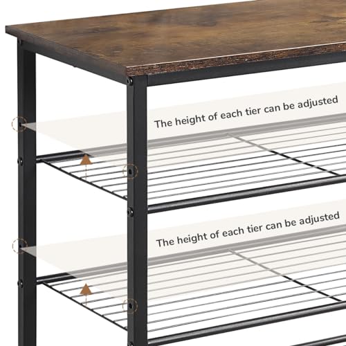 5-Tier Shoe Rack Organizer, Metal Mesh Shoe Storage Shelf, for Entryway, Hallway, Closet, Dorm Room, Industrial, Rustic Brown - size: 5-Tier