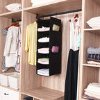 MAX Houser 5-Shelf Hanging Closet Organizer,Space Saver, Cloth Hanging Shelves with 4 Side Pockets,Foldable, Black - color: Black