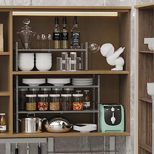 Jojocross Expandable Stackable Spice Rack Cabinet Shelf Organizer in Cabinets Shelves Kitchen Cupboard Organization Stack up Racks Pantry Countertop Storage (Gray, Large 1 Pack) - color: 1 Pack/Gun-gray, size: L:10.04"D x 16.6"W x 5.75"H