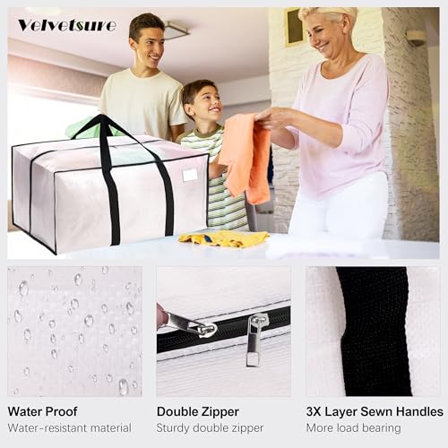 6 Pack Heavy Duty Extra Large Moving Bags W/Backpack Straps - Strong Handles & Zippers, Storage Totes For Space Saving, Fold Flat, Alternative to Box and Bin (40 gal, Semi-Transparent+Blue+Black) - color: Semi-Transparent+Blue+Black, size: 40 Gal - 6 Pack