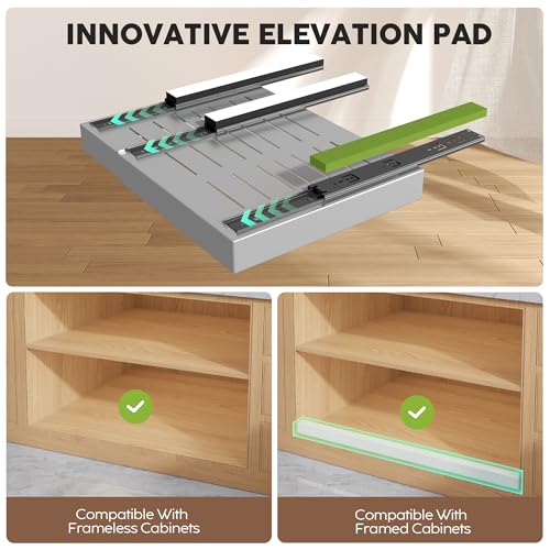 Seinloes 4 Pack Pull Out Cabinet Organizers 21" Deep With Raising Pad for Framed Cabinets, Expandable Slide Out Drawers with 4pcs Divider Racks, Roll Out Shelves, Adjustable Width 12"-20.45" Silver - color: Silver, size: 12"-20.45"Wide x 21"Deep(4 Pack)