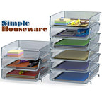 Simple Houseware Stackable Desk File Document Letter Tray Organizer, 3 Packs, Silver - color: Silver, size: Standard Entry