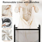 WOWLIVE Laundry Hamper 2 Section, 100L Rolling Laundry Basket with wheels and Removable Liner Bag, Double Laundry Sorter with Metal Handle, Clothes Hamper for Laundry Room, Bathroom and Dorm, Beige - size: 2-Section