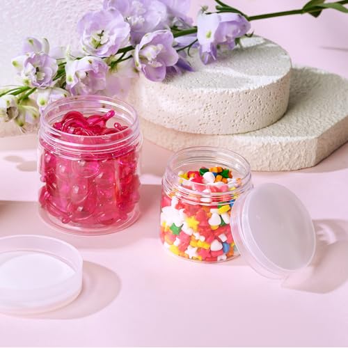 50 Pack 4 OZ Plastic Jars Round Clear Cosmetic Container with Clear Lids, Eternal Moment Slime Jars for Lotion, Cream, Ointments, Makeup, Eye shadow, Rhinestone, Samples, Pot, Travel Storage - color: Clear Lid, size: 4 Ounce