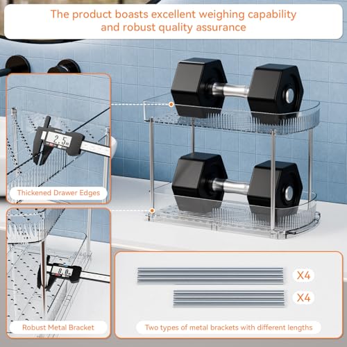 4 Pack Large Pull Out Bathroom Organizers and Storage,2 Tier 12.8″ Tall Sliding Kitchen Under Sink Organizer for Cleaning Products Storage,Acrylic Clear Bathroom inder Sink Organizer,Undersink Storage - style: 4 Pack-2 Tier