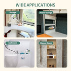 RV Shower Corner Storage Bar Base Angle and Adjustable Rod Length Bottom White Corner Frame Suitable for Fixing Toilets in RVs (1)