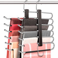 HUITEM 4 Pack 6-Tier Space Saving Pant Hangers, Anti-Slip, Lightweight, Stainless Steel, Black, 6 Pairs Jeans Hangers - color: Black, size: 4 Pack