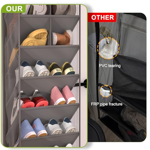 VERONLY Door Shoe Organizer, Over The Door Hanging Shoe Rack with Large Pockets, Space Saving Shoe Storage for Closet, Entryway, Bedroom, Shoe Holder for Men Women Kids (Grey) - style: Gray Over the Door Shoe Organizer