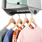 HOLDN’ STORAGE Hanging Closet Organizer with Garment Rod – Heavy Duty 3-Shelf Hanging Shelves for Clothes, Sweaters & Shoes, Reinforced 600D Fabric Storage Unit with Built-in Clothing Rod, Grey - size: 3 Shelves