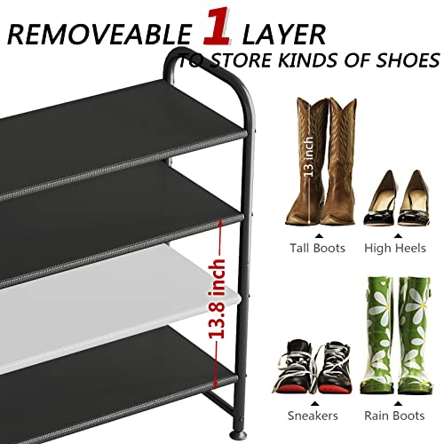 INGIORDAR Shoe Rack 4 Tier Long Storage Organizer Wide Metal Shoe Shelf for Closet Entryway Black - color: Black, size: 4 Tier