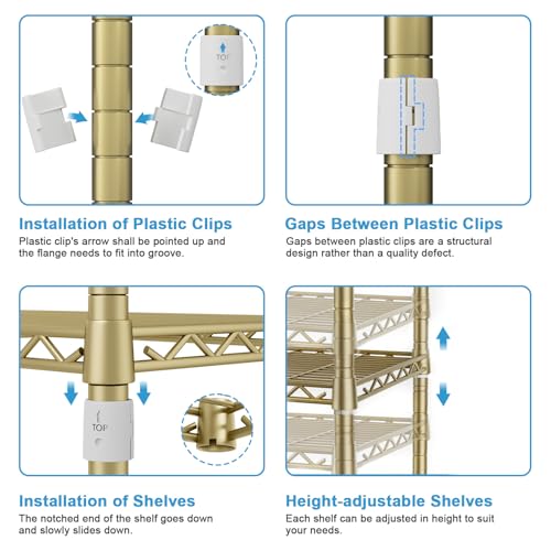 Ulif E4L Corner Clothes Rack, L Shaped Garment Rack, Heavy-Duty Freestanding Closet System with Shelves and Hangers, Max Load 962lbs, 42.7" W x 42.7" D x 79.3" H, Gold - color: Gold