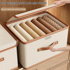 4 PCS Oxford Fabric Storage Bins with Attached Lid - Large Clothes Organizer (44x30x29cm), Breathable Collapsible Closet Bins for Clothing, Seasonal & Dorm Organization, Beige - size: 4PCS