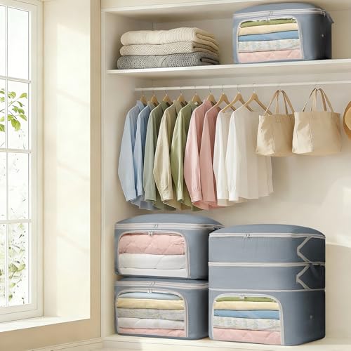 Comforter Storage Bag - 130L Blanket Storage Bags Front-opening Ultra Space Saving Self Compression Organizer, Washable Compression Bags for Storage Comforter Blanket, 2 Pack, Grey - color: Gery, size: 2 Pack - 3-Layer