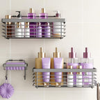 ODesign Shower Caddy 3 Pack SUS304 Stainless Steel-No Drilling-Shower Bathroom Shelves Rack,Rustproof Wall Mounted,Adhesive Shower Shelf Basket Organizer-Grey - color: Grey