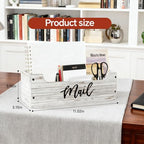 White Wooden Mail Organizer Countertop (Retro White+Black) - color: Retro White+Black