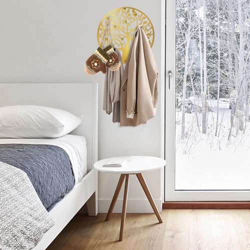 Round Decorative Home Key Holder Wall Mount, Metal Tree Car Key Rack for Wall Organizer for Keys, Wallets, Hats, Used for Decor for House Entryway, Kitchen, Garage, Office (12" Gold) - color: 12" Gold