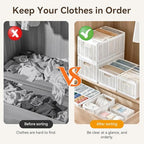 Foldable Closet Organizer with Adjustable Dividers, 7-Grid Wardrobe Storage Bin for Jeans, Sweaters, Pants & Clothes, Mesh Drawer Organizer with Handles (L 7 Grids: 6 Baffles) - size: Large 7 Grids: 6 Baffles