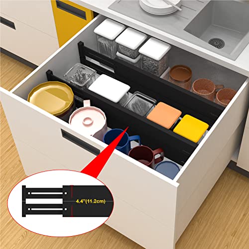 ANTOWIN 10pack Bamboo Drawer Dividers, Expandable Drawer Separators Splitter, 17-22 inches Adjustable Spring-loaded Organizer for Large Utensil, Clothes, Tools Drawers(Black) - color: Black