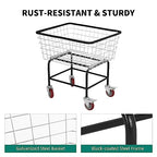 Large Rolling Laundry Cart with Wheels Holds 2 Washer Loads, Wire Laundry Basket, Heavy-Duty Steel Storage Basket with Galvanized Finish, for Commercial or Home Laundry - size: 2 Washer Loads