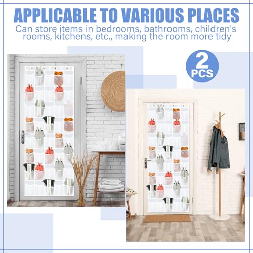 Windyun 2 Pack 40 Over the Door Shoe Organizers Large Mesh Pocket Hanging Shoe Rack for Closet Nonslip Behind Dorm Door Storage Holder Dorm Essentials Back to School Organizer for College - color: White