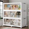 180Gal/720QT 3-Tiers Extra Large Stackable Storage Bins with Lid, Collapsible Cabinet Closet Organizer Plastic Container Box with Wheels Doors Drawers for Living Room Kitchen Office, White - size: 60Gal, style: 3Pack