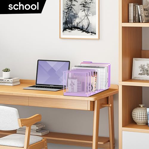 9-Section Desk File Organizer, Vertical File Holder, Mesh Desktop File Folder Metal File Organizer Stand for Office Home Classroom, Purple - color: Purple, size: 1 Pack 9-Section