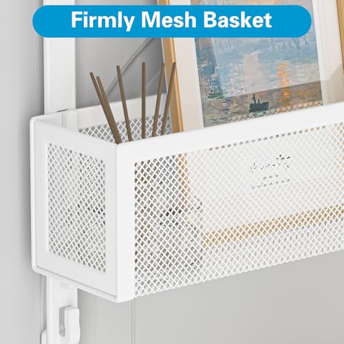 Over The Door Hooks Organizer, Door Hanger Towel Rack with 2 Baskets, Adjustable Over The Door Coat Rack, Back of Door Storage for Bedroom, Kitchen, Bathroom (White) - color: White, size: 2 Baskets