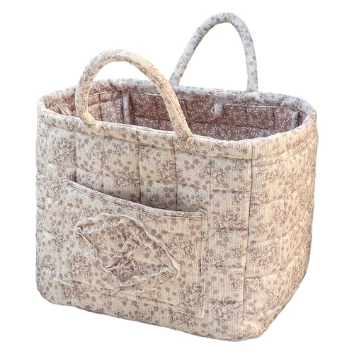 Floral Fabric Storage Basket Car Interior Storage Basket Underwear Sundries Laundry Baskets Supplies Home Organizer Bag (Pink Floral) - color: Pink Floral