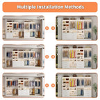 Closet System with 4 Sets, 8–21 FT Closet System with 6 Drawers, 9 Shelves & 8 Hanging Rods, Max 252″ Closet Organizer System for Walk in Closets, Modular Custom Wood Closet Kit, White