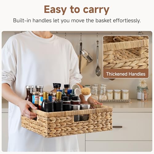 StorageWorks Pantry Baskets, Wicker Storage Baskets for Organizing, Shelves, Pantry Organizers and Storage, Water Hyacinth, 15½"L x 11¾"W x 4 ¾"H - color: Natural (Water Hyacinth), size: 15½"L x 11¾"W x 4 ¾"H